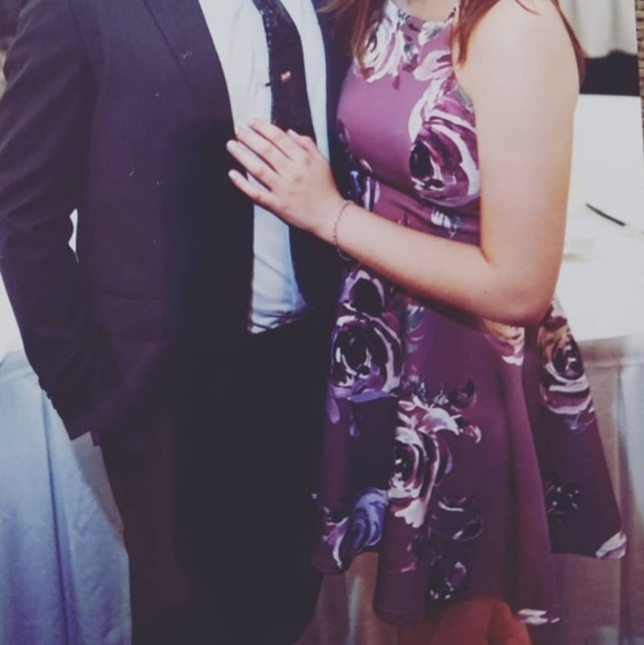 Dry Goods Purple Floral Mini Dress with Lace Back and Open Back - Spring, Summer - Picture 14 of 15